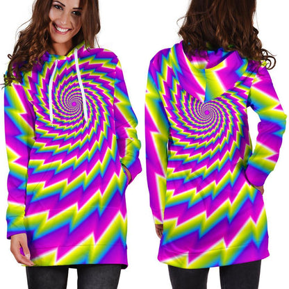 Abstract Twisted Moving Optical Illusion Hoodie Dress GearFrost