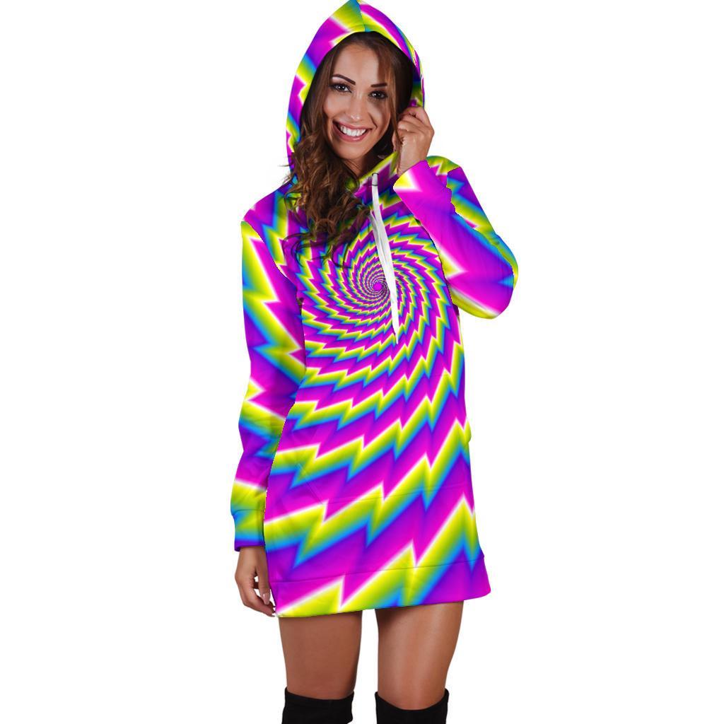 Abstract Twisted Moving Optical Illusion Hoodie Dress GearFrost
