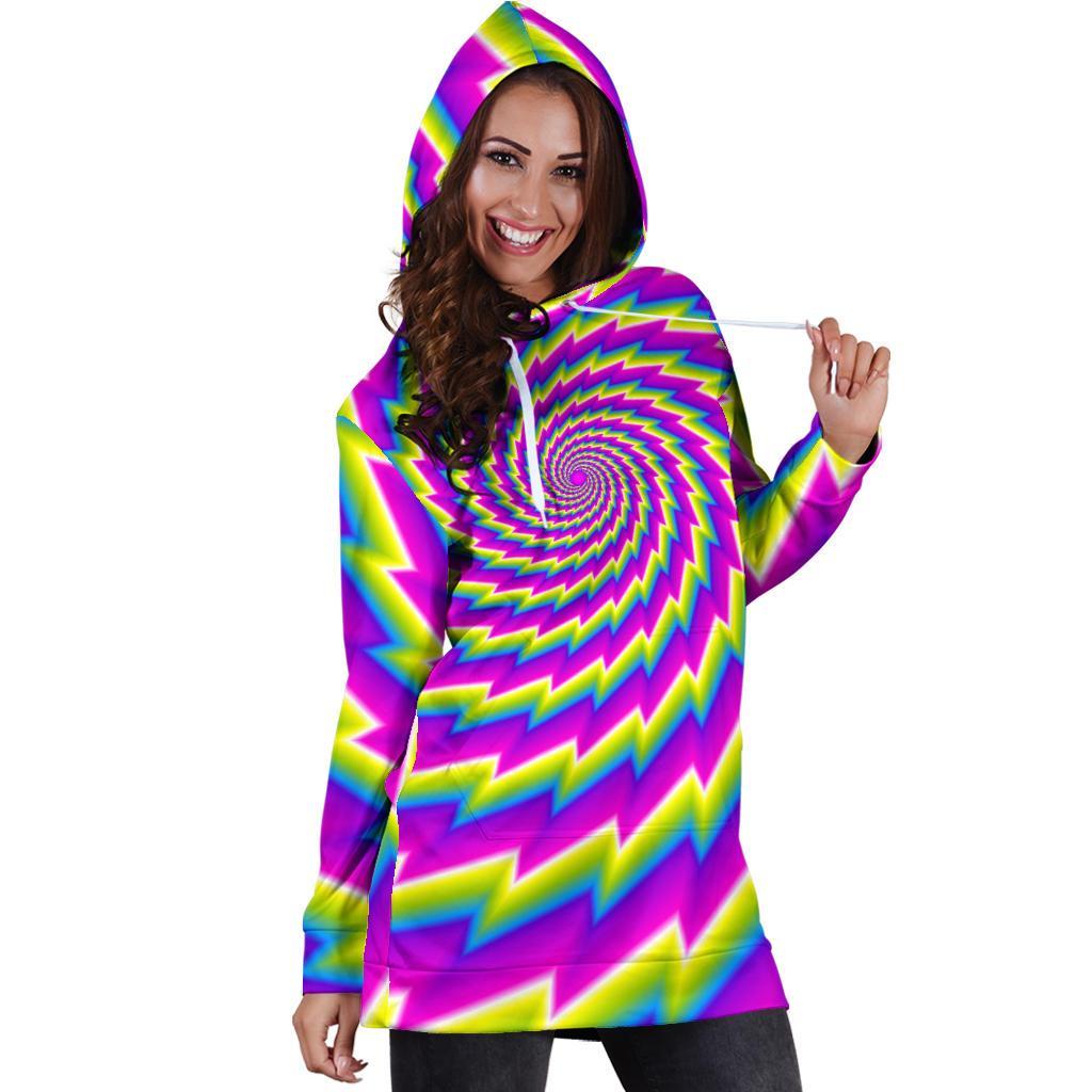 Abstract Twisted Moving Optical Illusion Hoodie Dress GearFrost