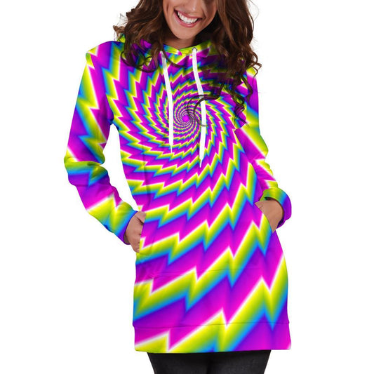 Abstract Twisted Moving Optical Illusion Hoodie Dress GearFrost