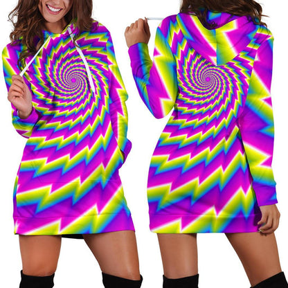 Abstract Twisted Moving Optical Illusion Hoodie Dress GearFrost