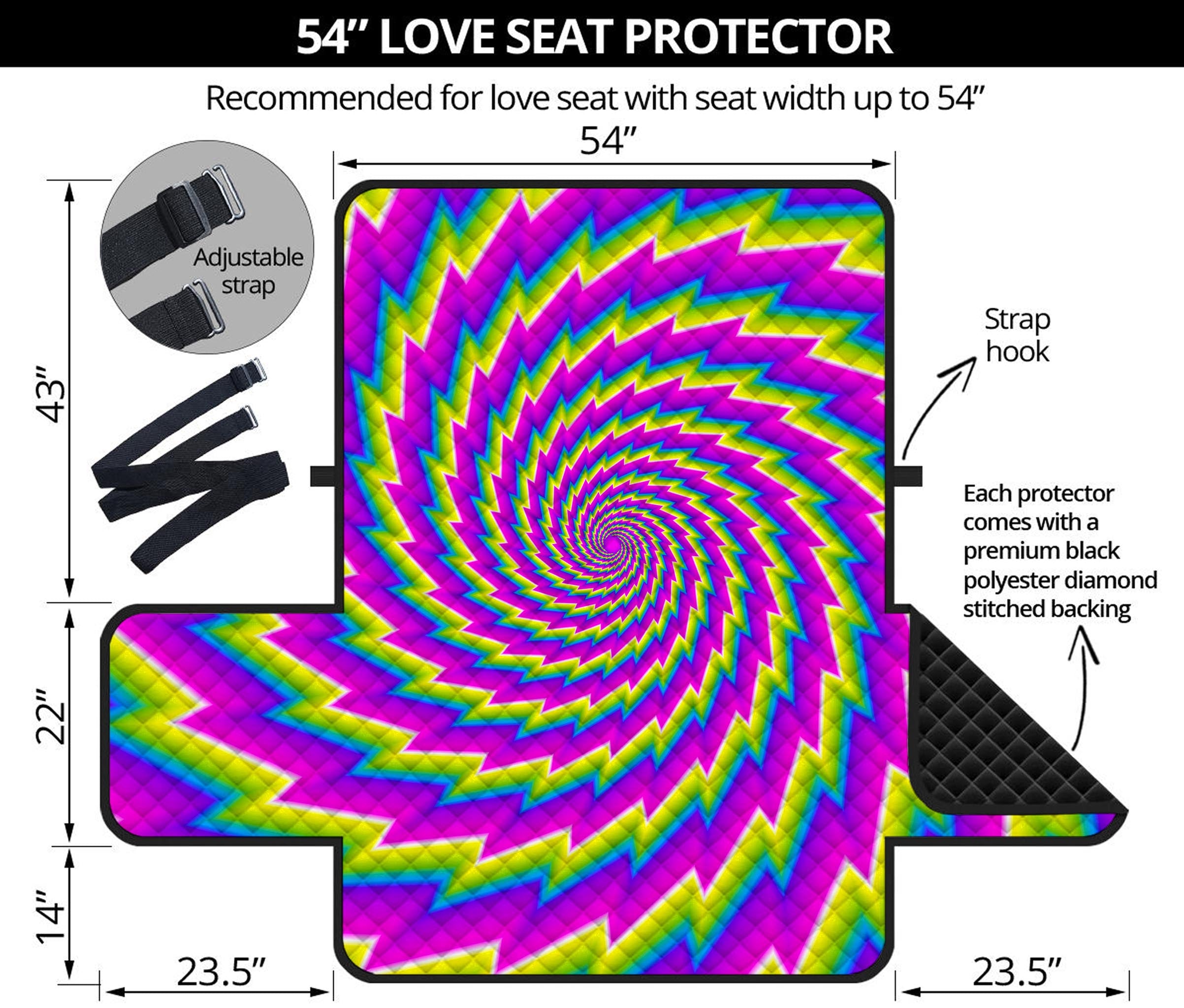 Abstract Twisted Moving Optical Illusion Loveseat Protector