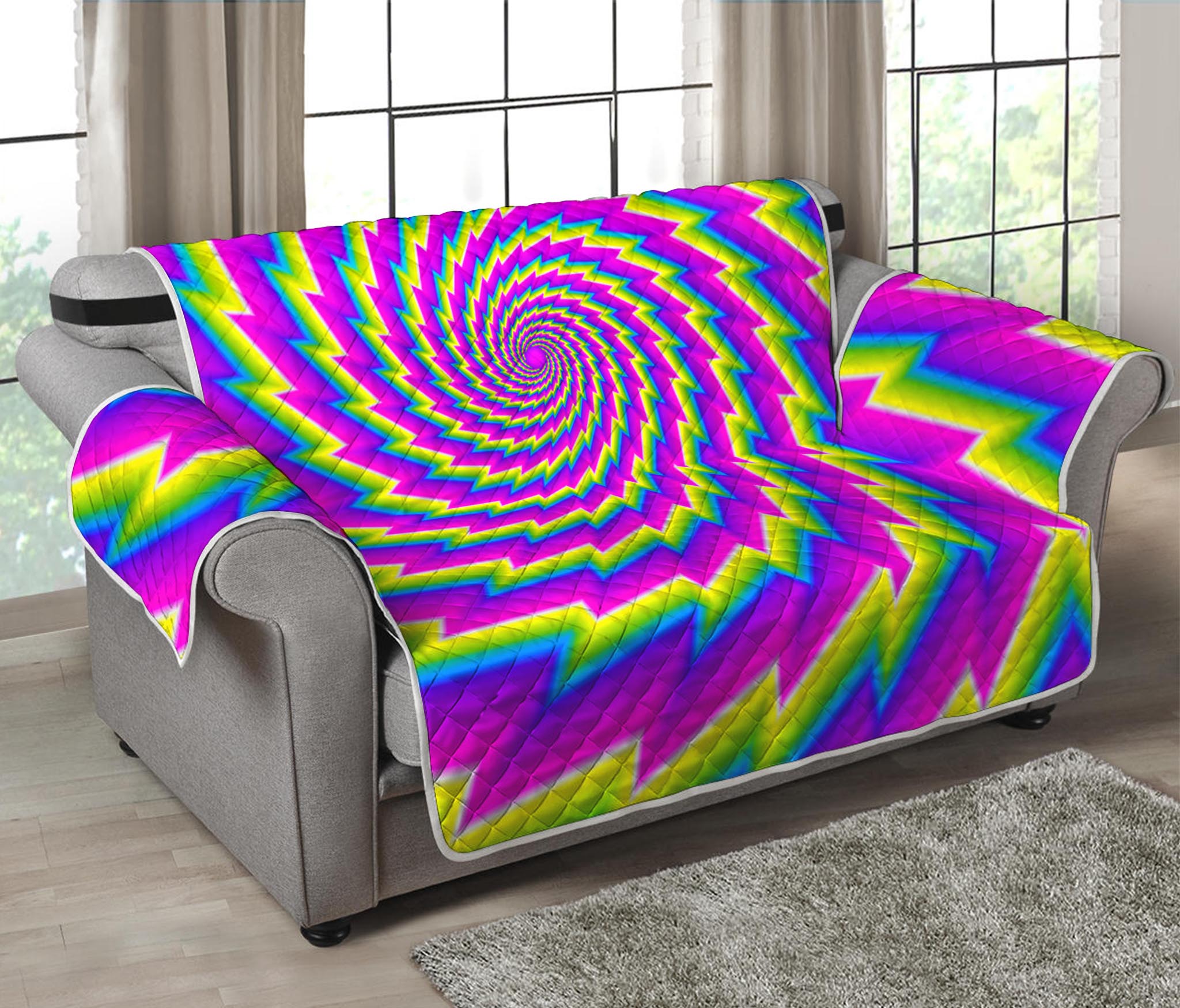 Abstract Twisted Moving Optical Illusion Loveseat Protector