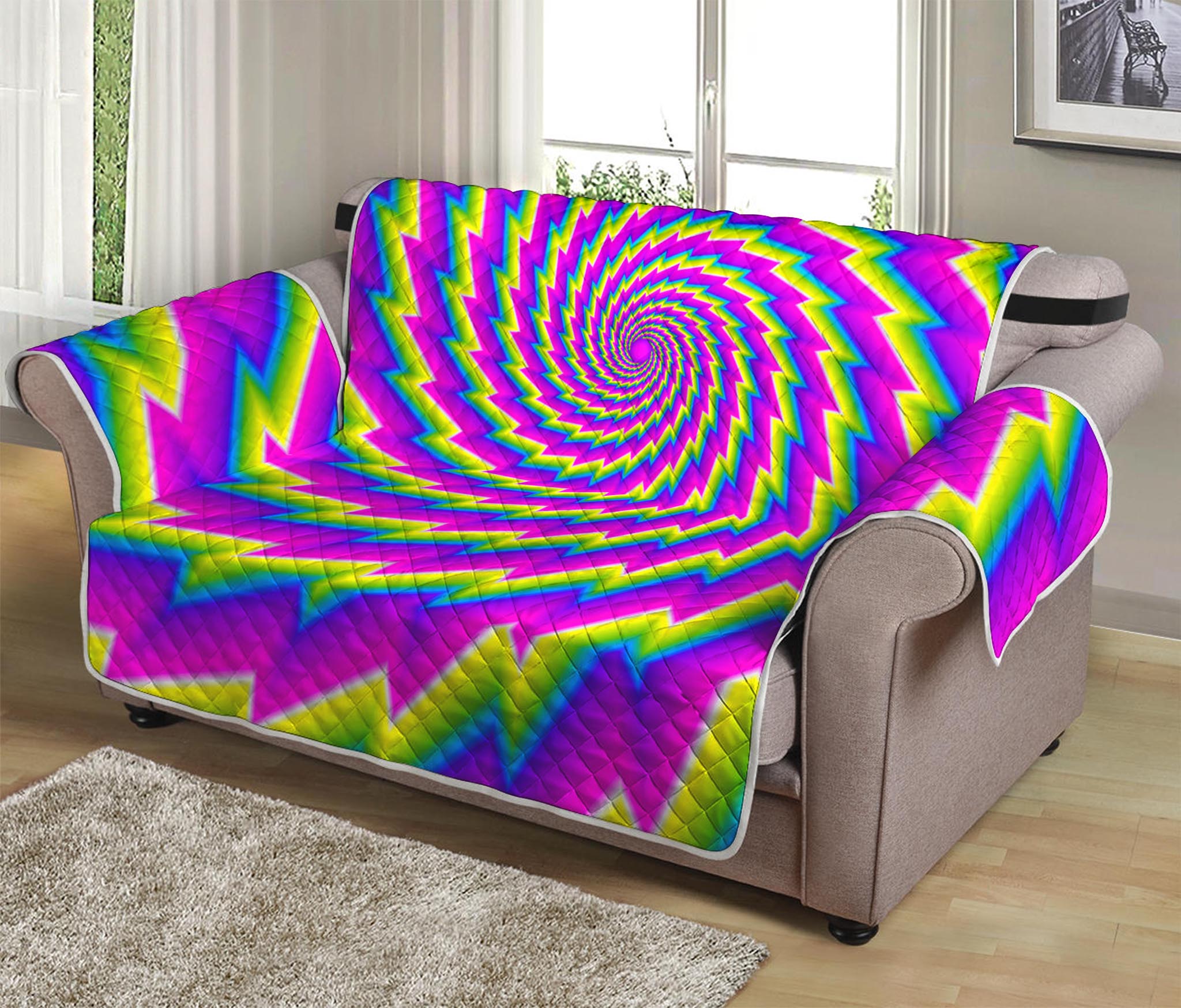 Abstract Twisted Moving Optical Illusion Loveseat Protector