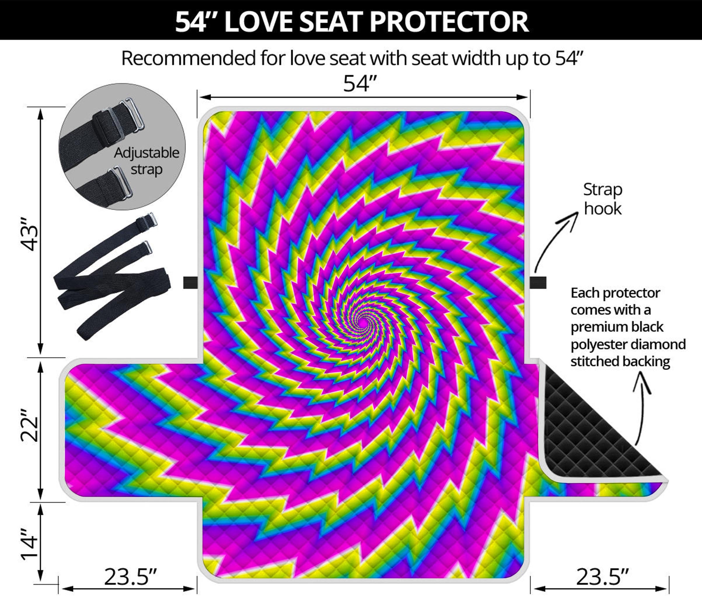 Abstract Twisted Moving Optical Illusion Loveseat Protector