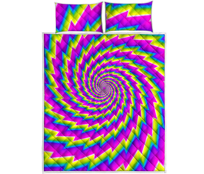Abstract Twisted Moving Optical Illusion Quilt Bed Set