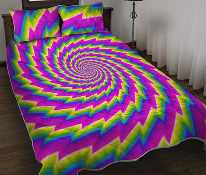 Abstract Twisted Moving Optical Illusion Quilt Bed Set