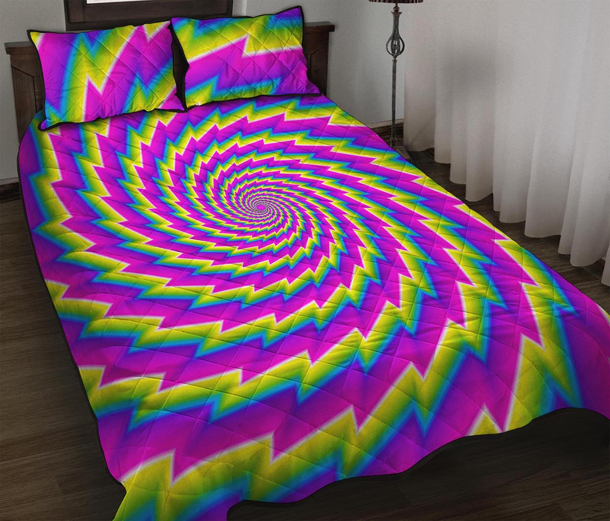 Abstract Twisted Moving Optical Illusion Quilt Bed Set