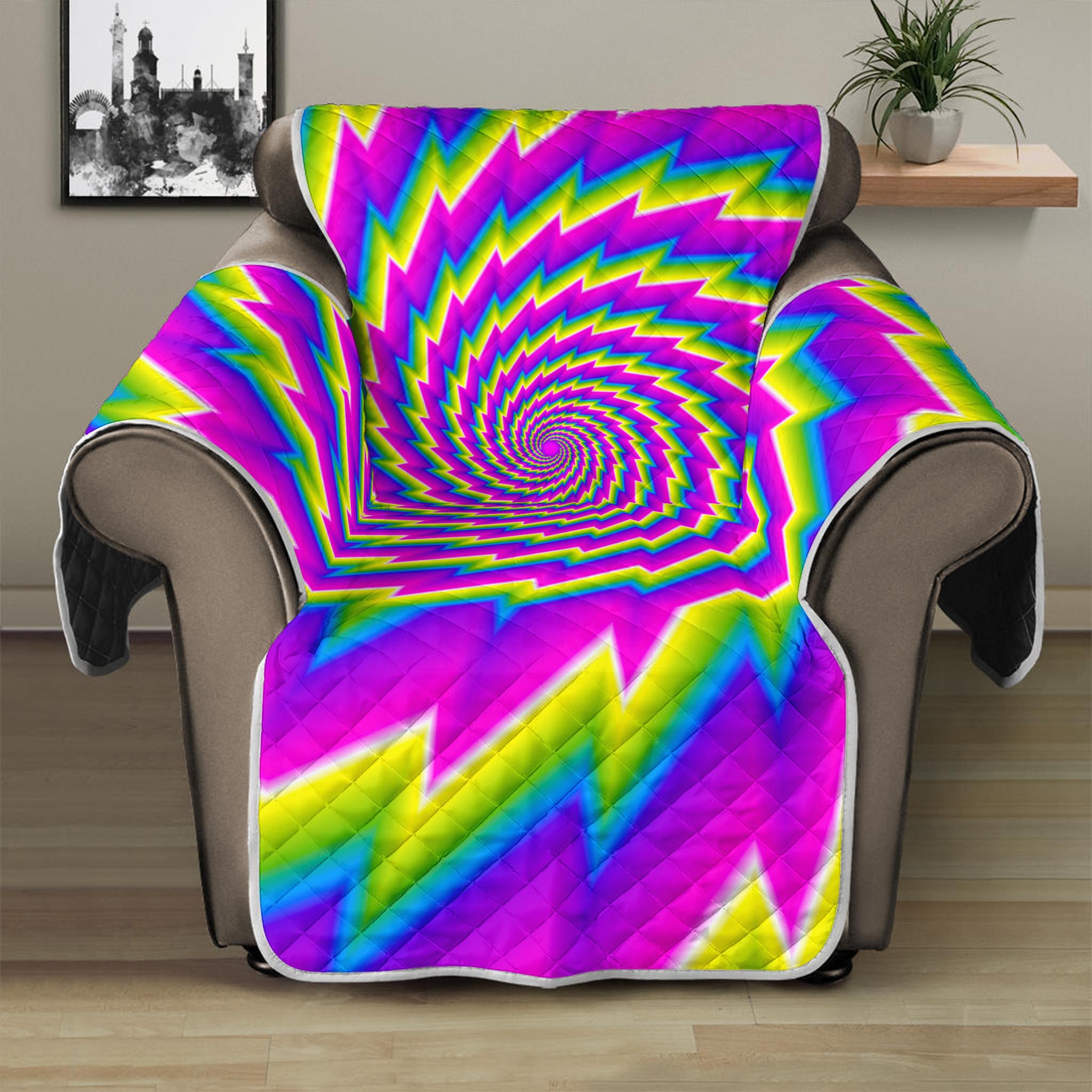 Abstract Twisted Moving Optical Illusion Recliner Protector