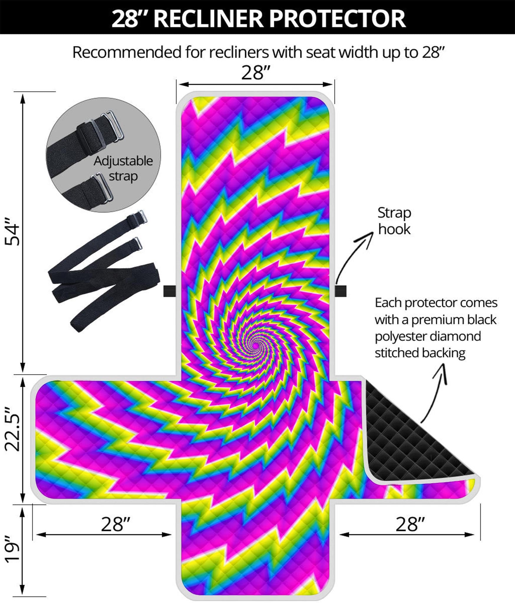 Abstract Twisted Moving Optical Illusion Recliner Protector