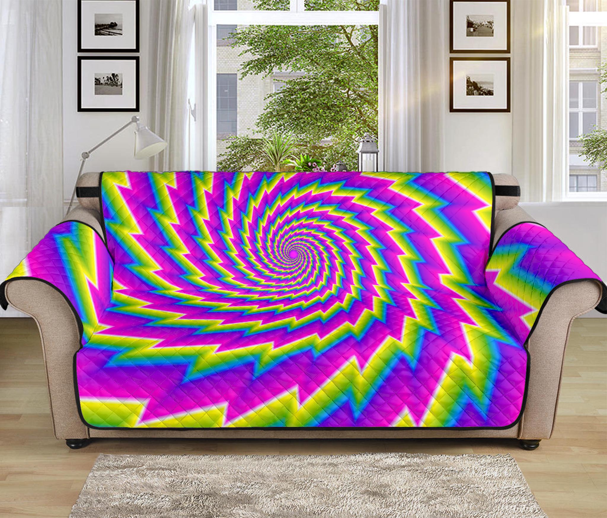 Abstract Twisted Moving Optical Illusion Sofa Protector