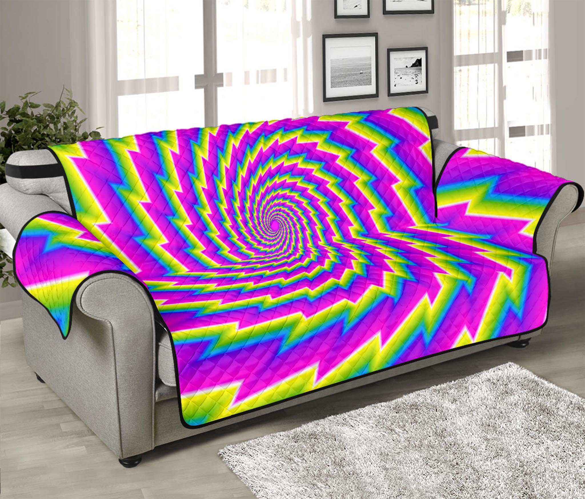 Abstract Twisted Moving Optical Illusion Sofa Protector