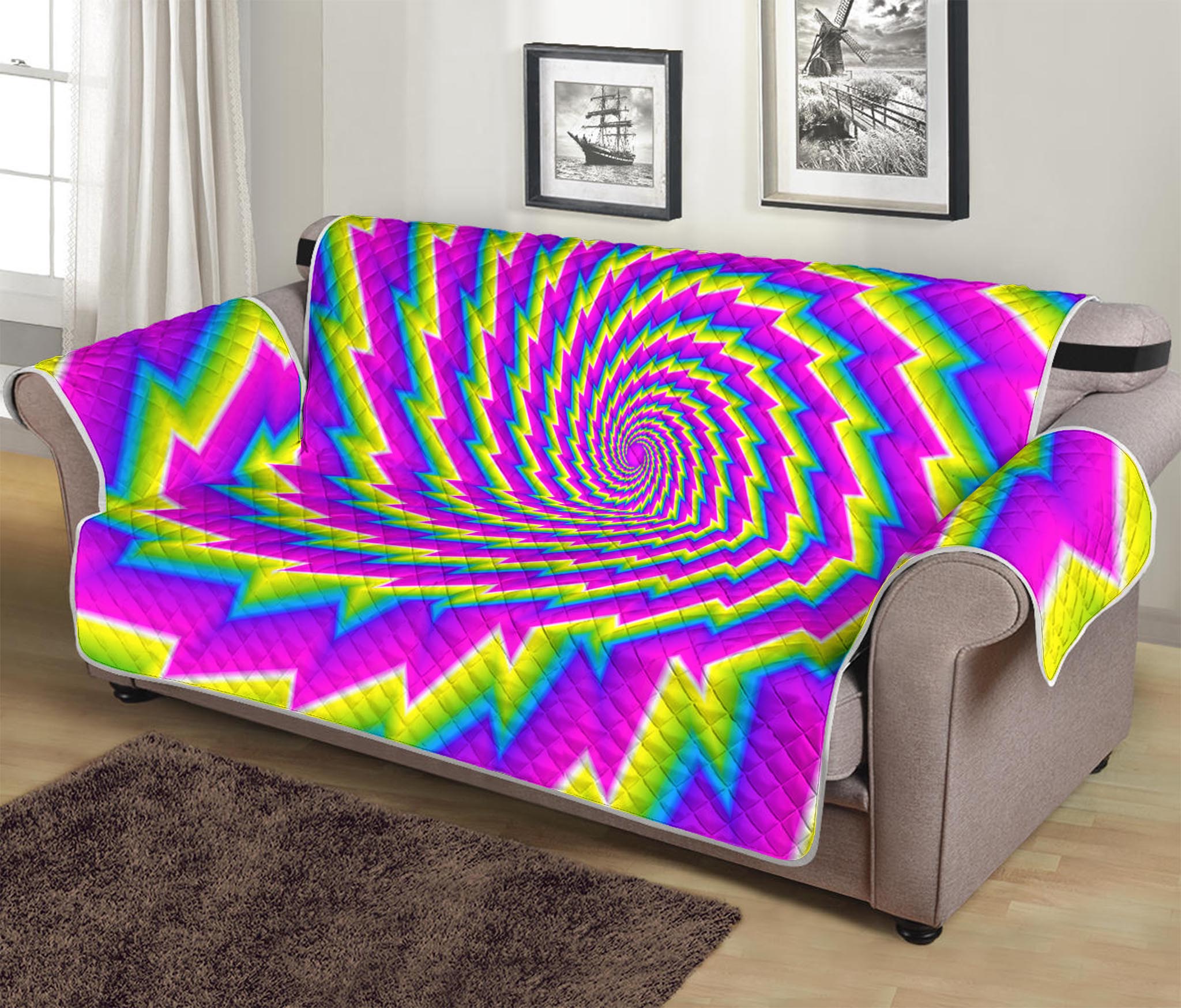 Abstract Twisted Moving Optical Illusion Sofa Protector