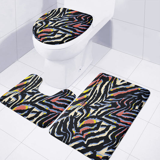 Abstract Zebra Pattern Print 3 Piece Bath Mat Set