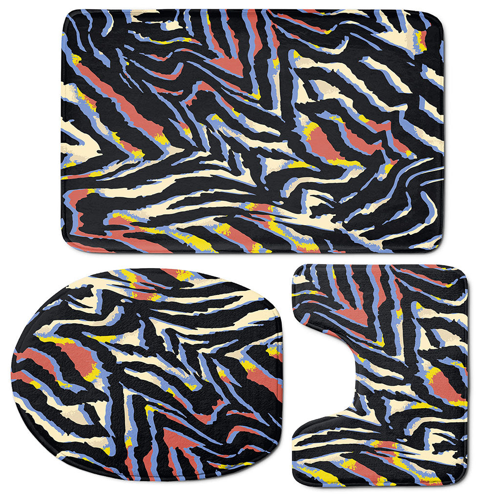 Abstract Zebra Pattern Print 3 Piece Bath Mat Set
