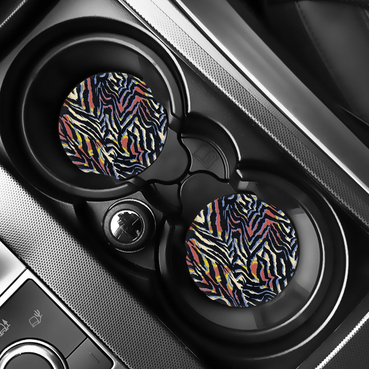 Abstract Zebra Pattern Print Car Coasters