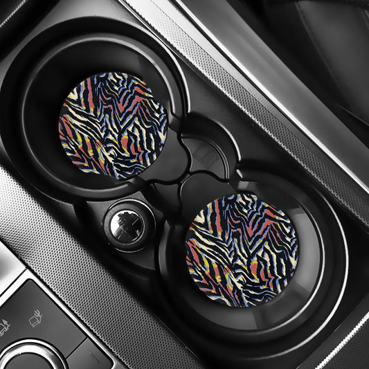 Abstract Zebra Pattern Print Car Coasters