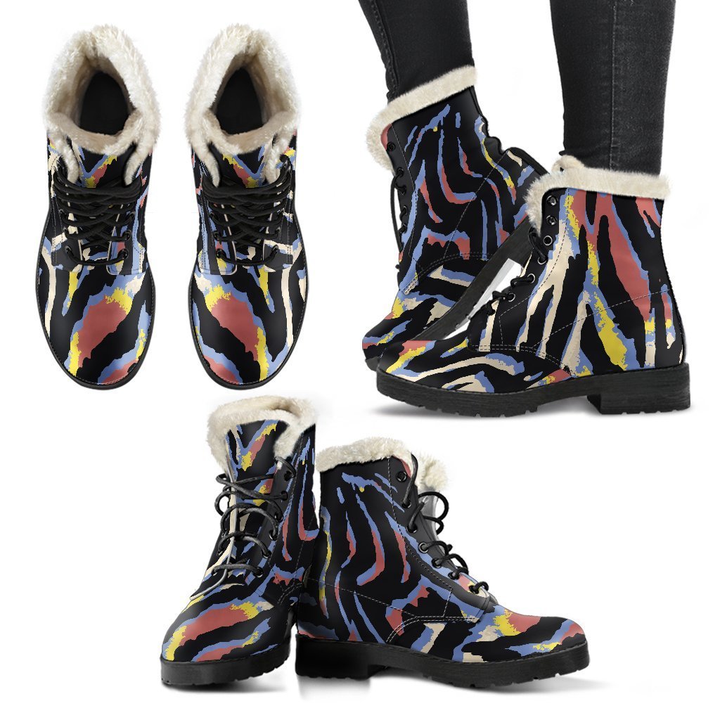 Abstract Zebra Pattern Print Comfy Boots GearFrost