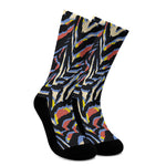 Abstract Zebra Pattern Print Crew Socks