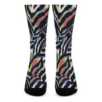 Abstract Zebra Pattern Print Crew Socks