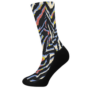 Abstract Zebra Pattern Print Crew Socks