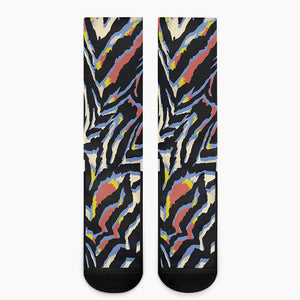 Abstract Zebra Pattern Print Crew Socks