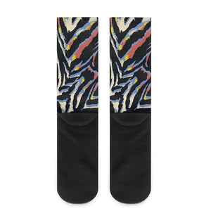 Abstract Zebra Pattern Print Crew Socks