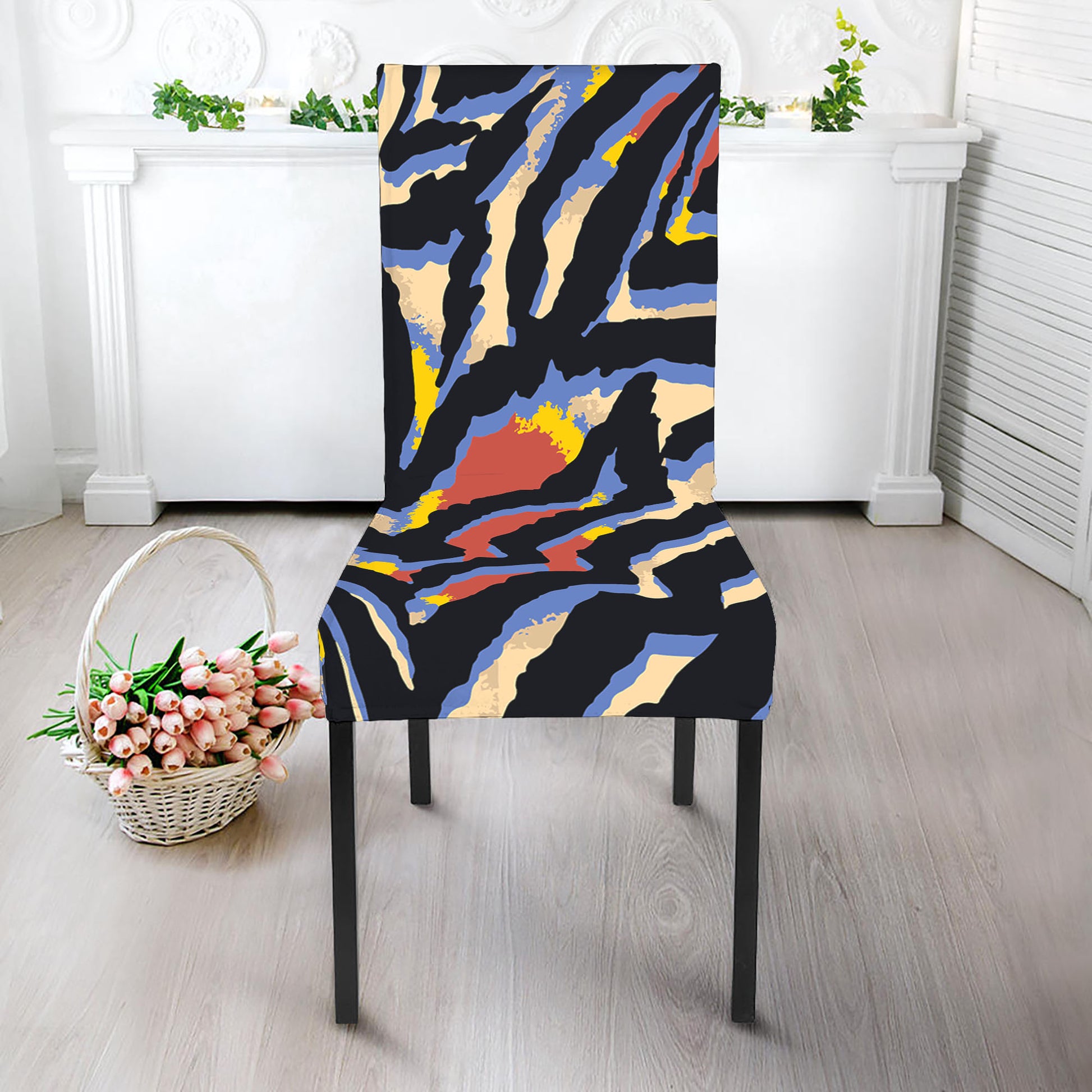 Abstract Zebra Pattern Print Dining Chair Slipcover
