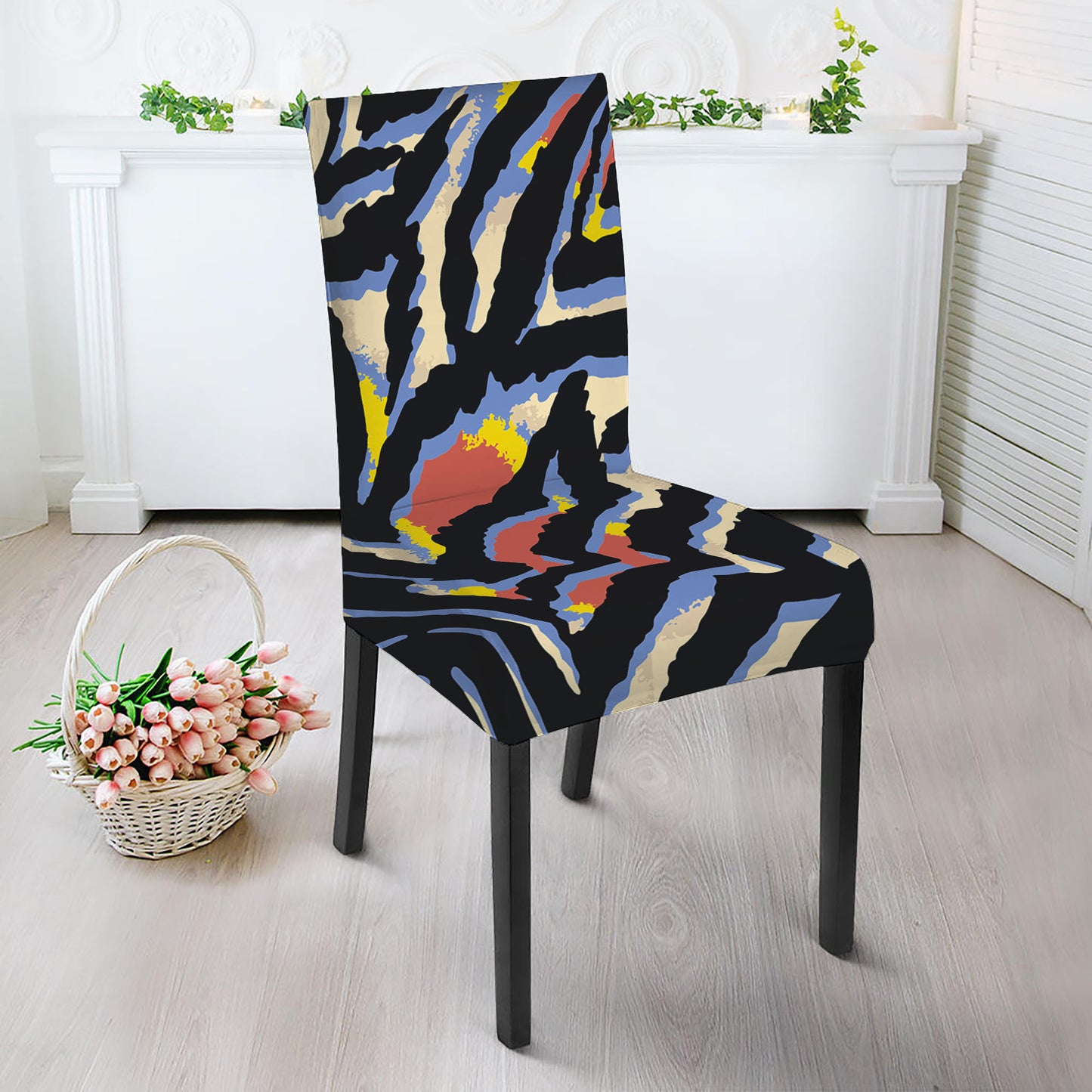 Abstract Zebra Pattern Print Dining Chair Slipcover