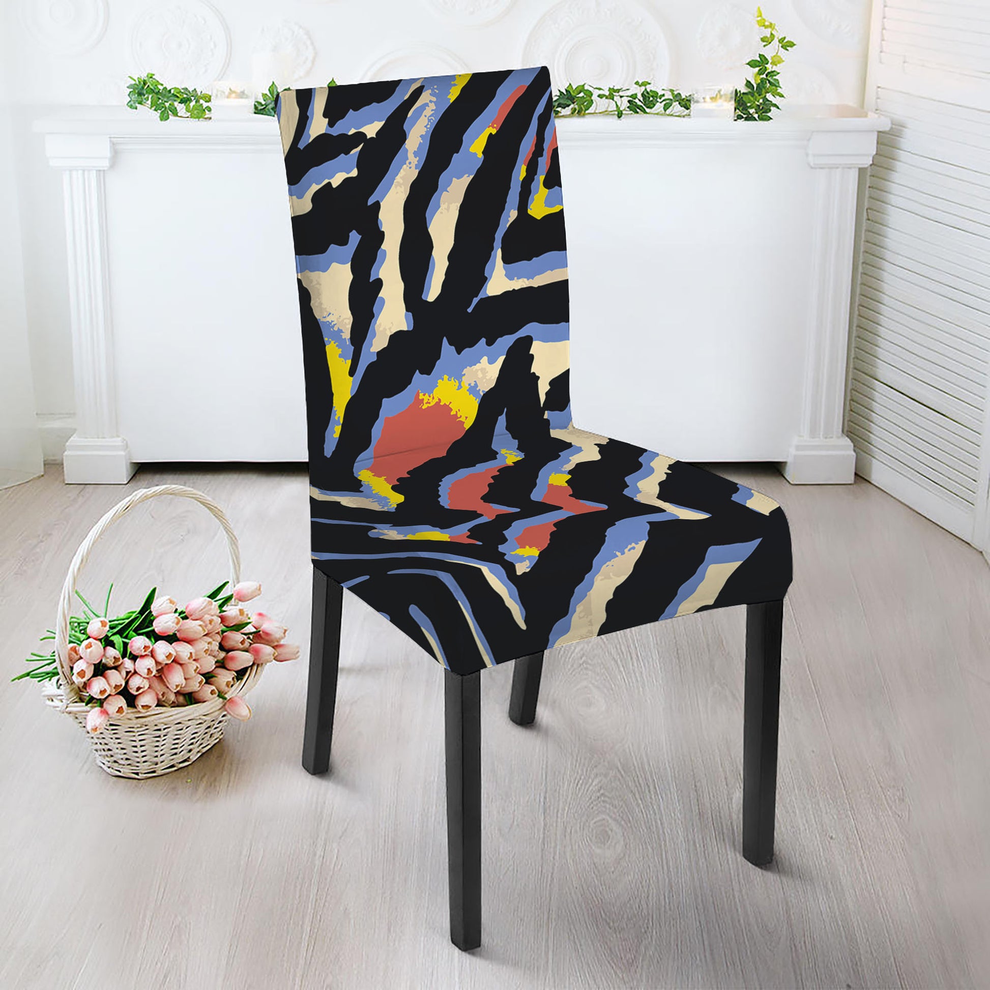 Abstract Zebra Pattern Print Dining Chair Slipcover