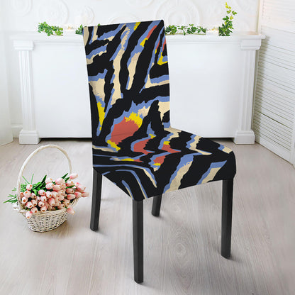 Abstract Zebra Pattern Print Dining Chair Slipcover