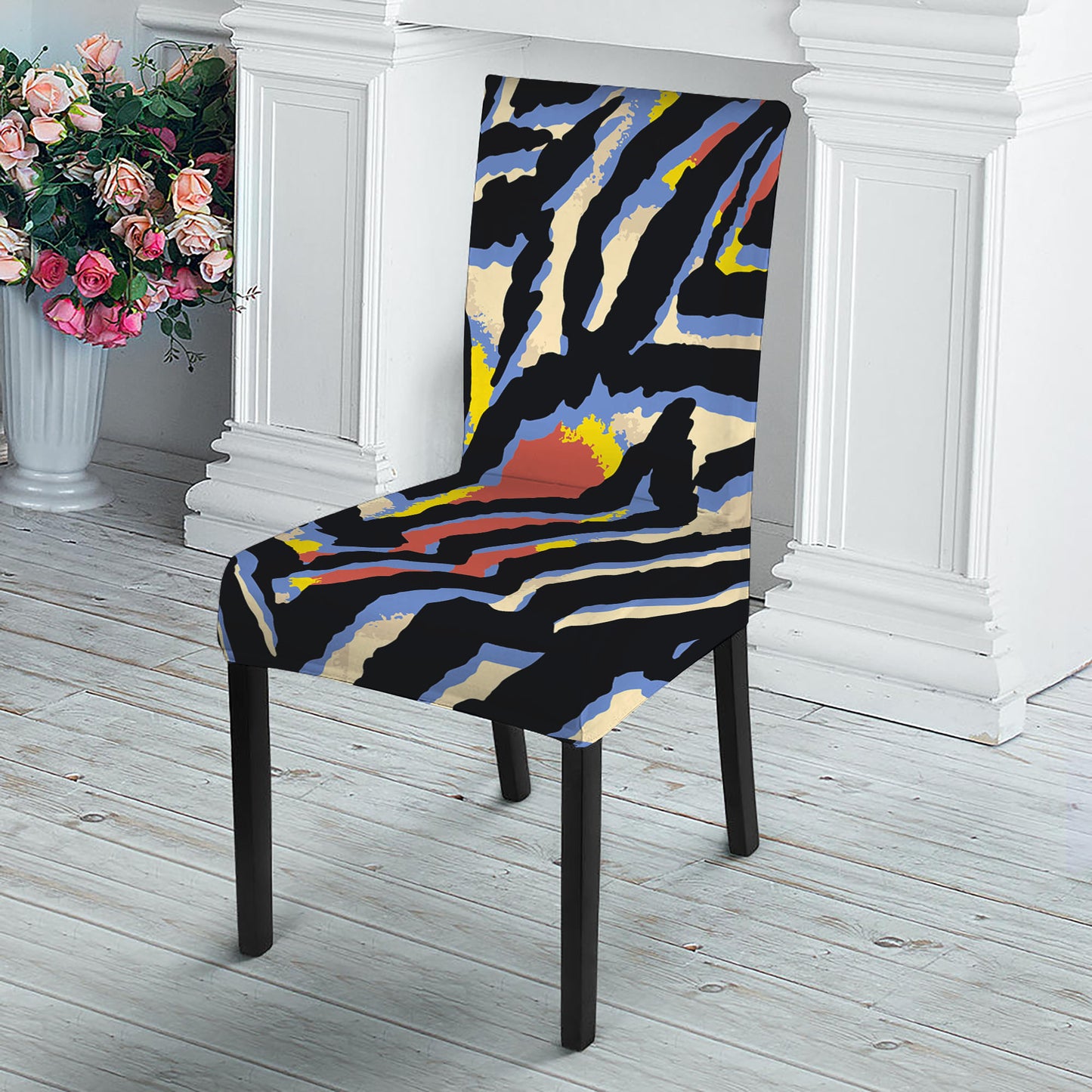 Abstract Zebra Pattern Print Dining Chair Slipcover
