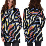 Abstract Zebra Pattern Print Hoodie Dress GearFrost