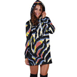 Abstract Zebra Pattern Print Hoodie Dress GearFrost