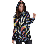 Abstract Zebra Pattern Print Hoodie Dress GearFrost