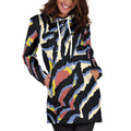 Abstract Zebra Pattern Print Pullover Hoodie Dress