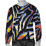 Abstract Zebra Pattern Print Men's Crewneck Sweatshirt GearFrost