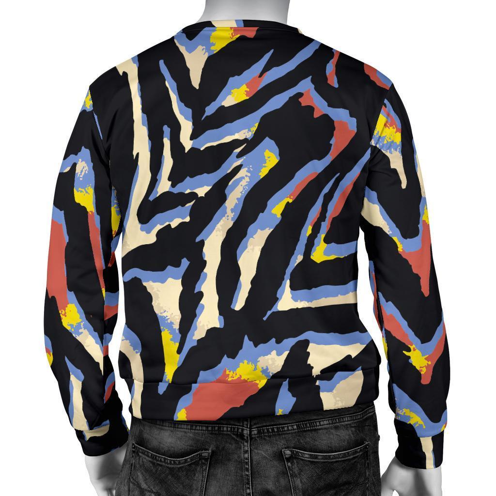Abstract Zebra Pattern Print Men's Crewneck Sweatshirt GearFrost