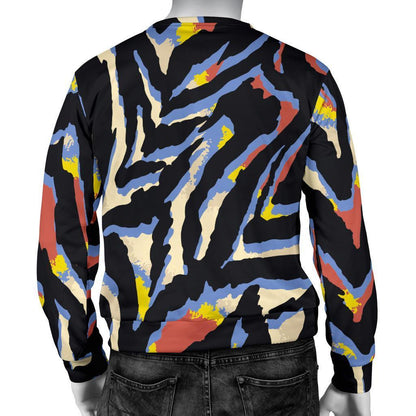 Abstract Zebra Pattern Print Men's Crewneck Sweatshirt GearFrost
