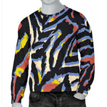 Abstract Zebra Pattern Print Men's Crewneck Sweatshirt GearFrost