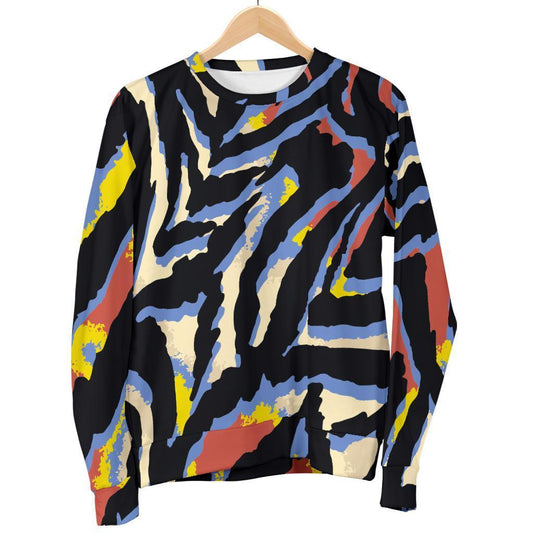Abstract Zebra Pattern Print Men's Crewneck Sweatshirt GearFrost