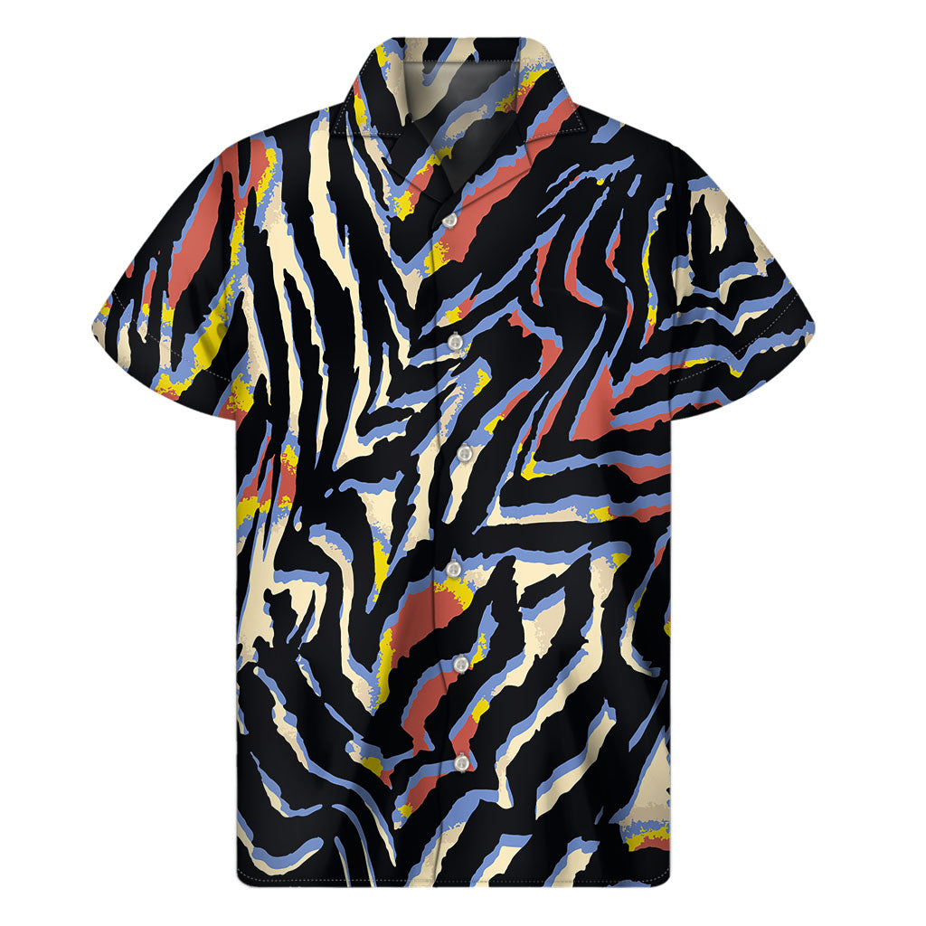 Abstract Zebra Pattern Print Men's Short Sleeve Shirt