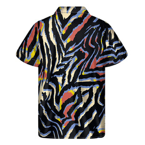 Abstract Zebra Pattern Print Men's Short Sleeve Shirt