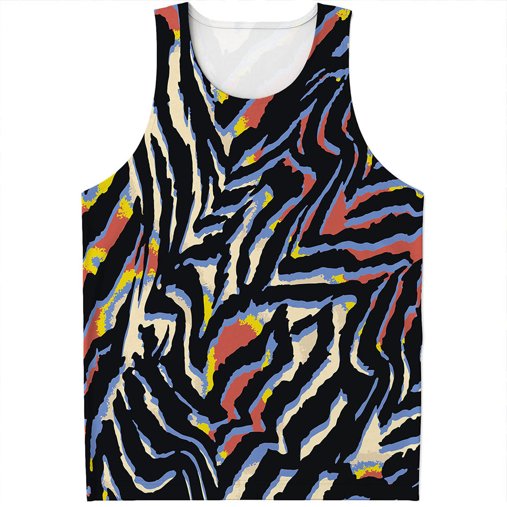Abstract Zebra Pattern Print Men's Tank Top