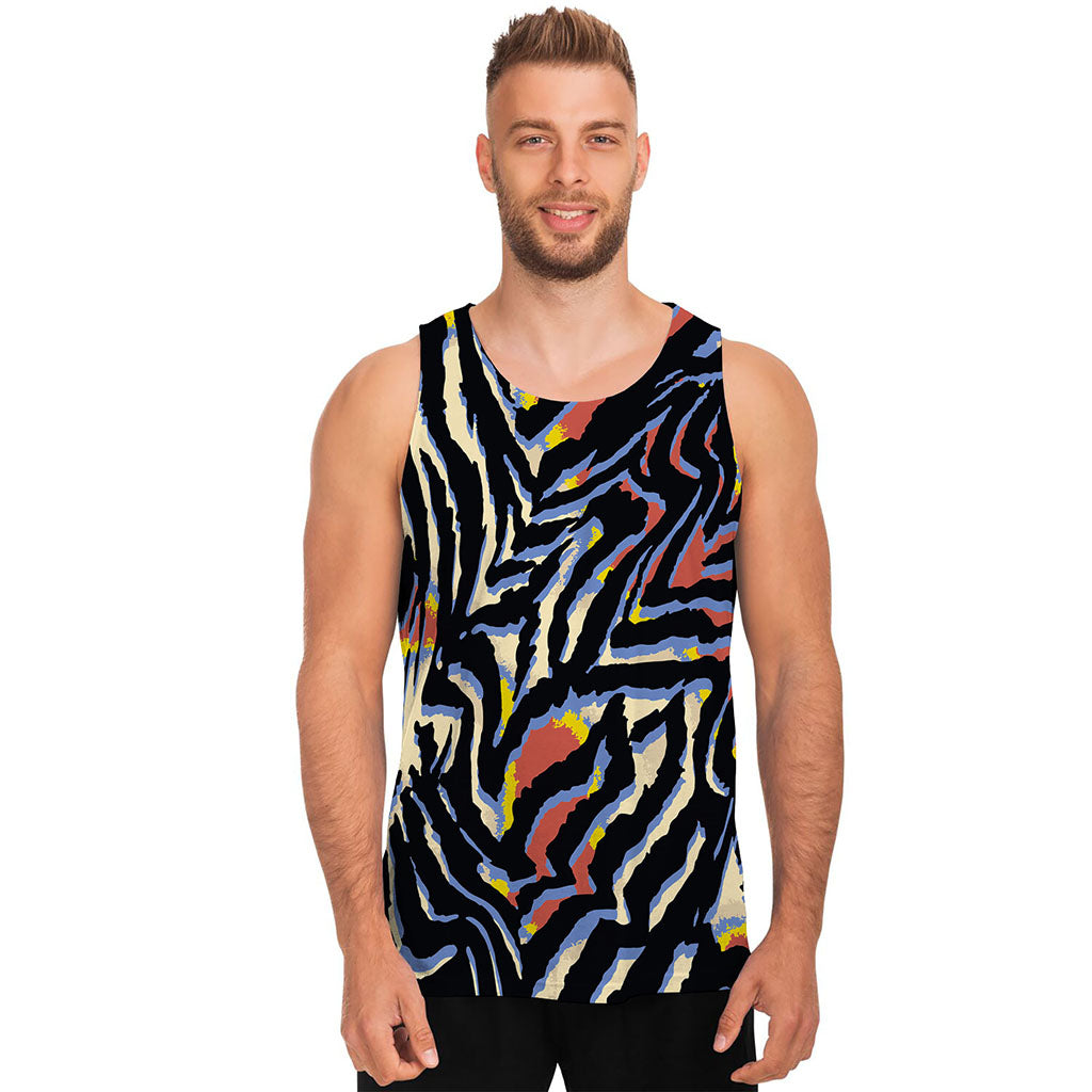 Abstract Zebra Pattern Print Men's Tank Top