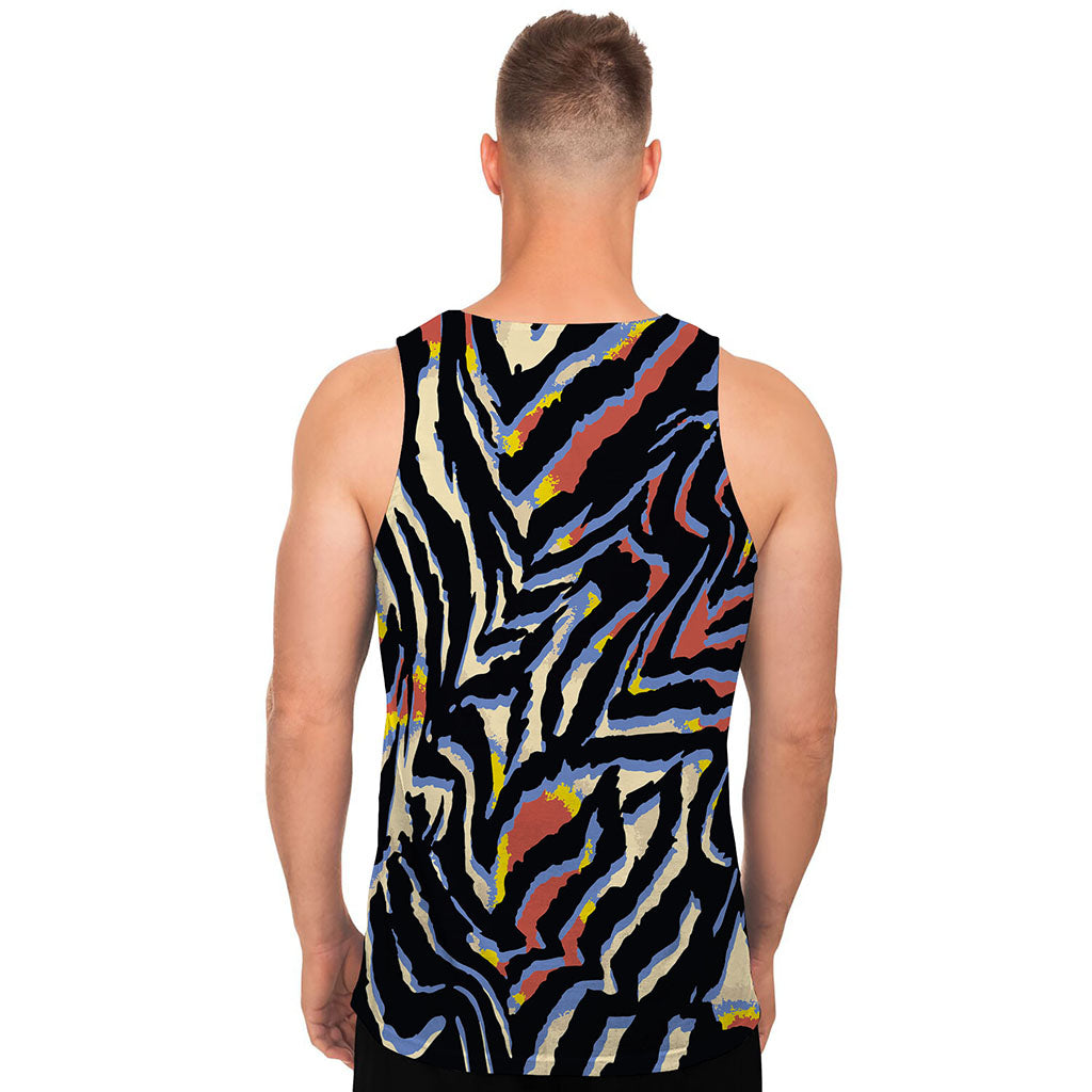 Abstract Zebra Pattern Print Men's Tank Top