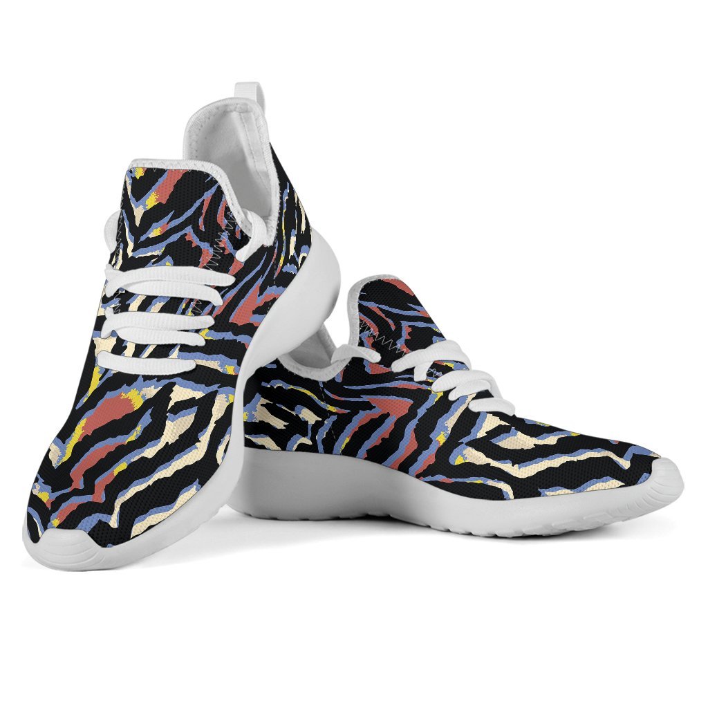 Abstract Zebra Pattern Print Mesh Knit Shoes GearFrost