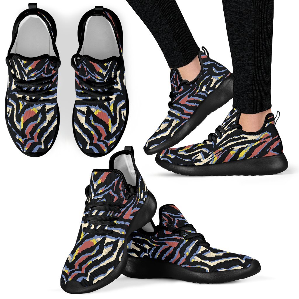 Abstract Zebra Pattern Print Mesh Knit Shoes GearFrost