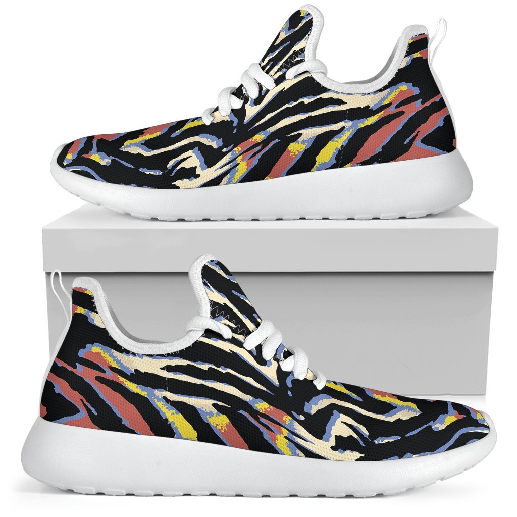 Abstract Zebra Pattern Print Mesh Knit Shoes GearFrost