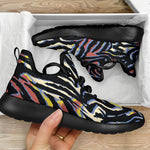 Abstract Zebra Pattern Print Mesh Knit Shoes GearFrost